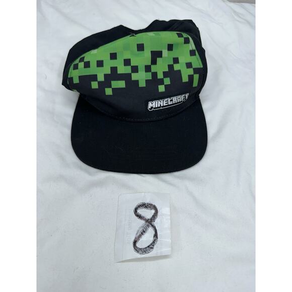 Minecraft Childrens Hat Black Green Logo Snapback Cap - Picture 8 of 8